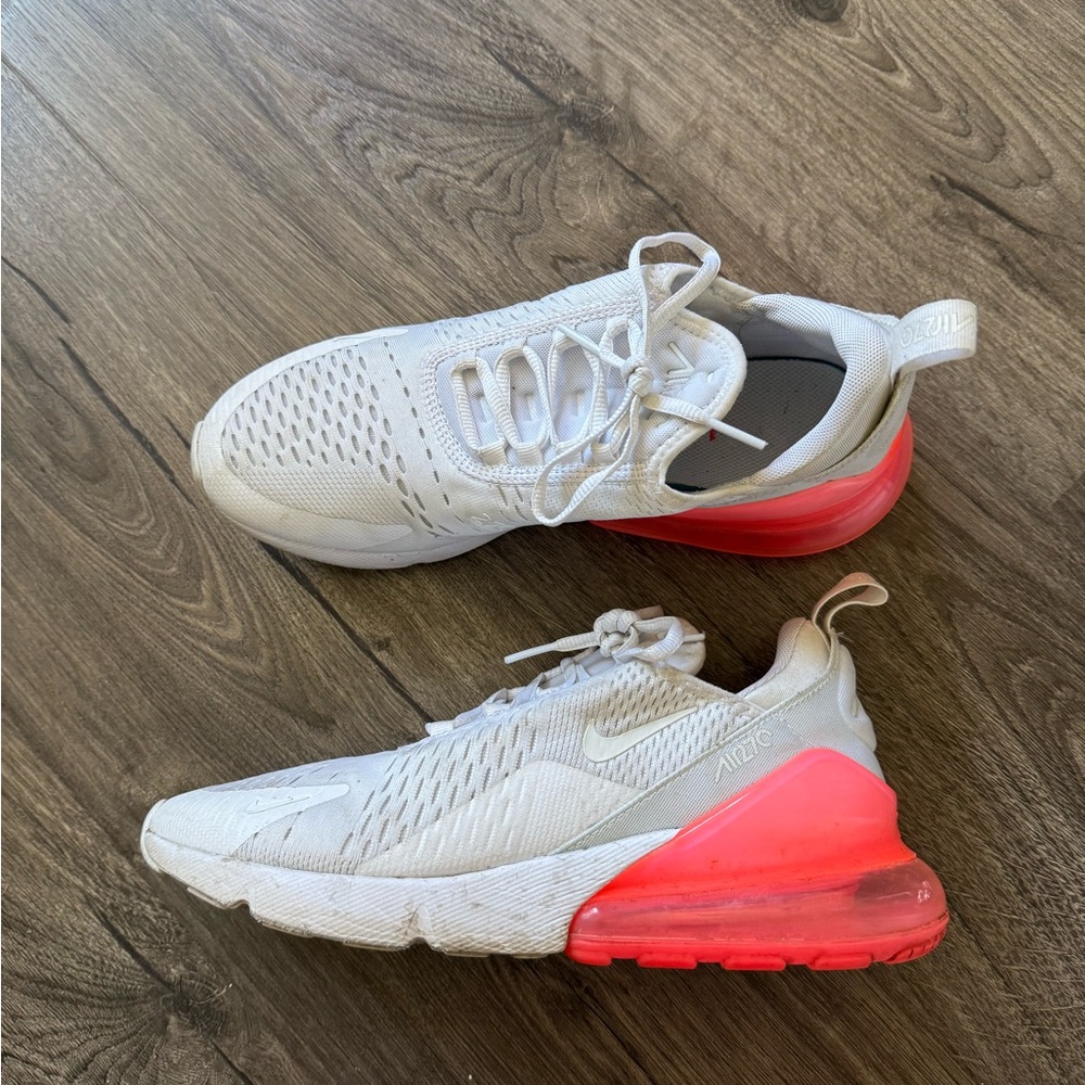 Nike White and Pink Air Max Shoes